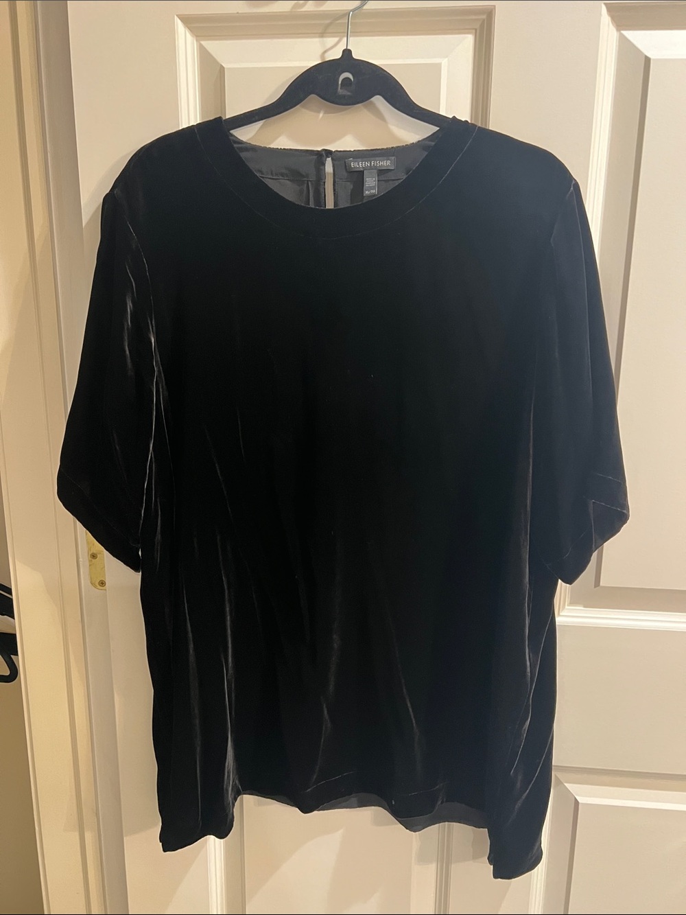 Eileen Fisher Black Velvet Short Sleeve Crewneck Top